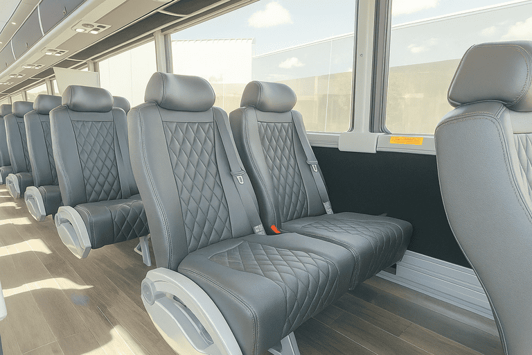 interior of Warren Shuttle Bus Rentals charter bus